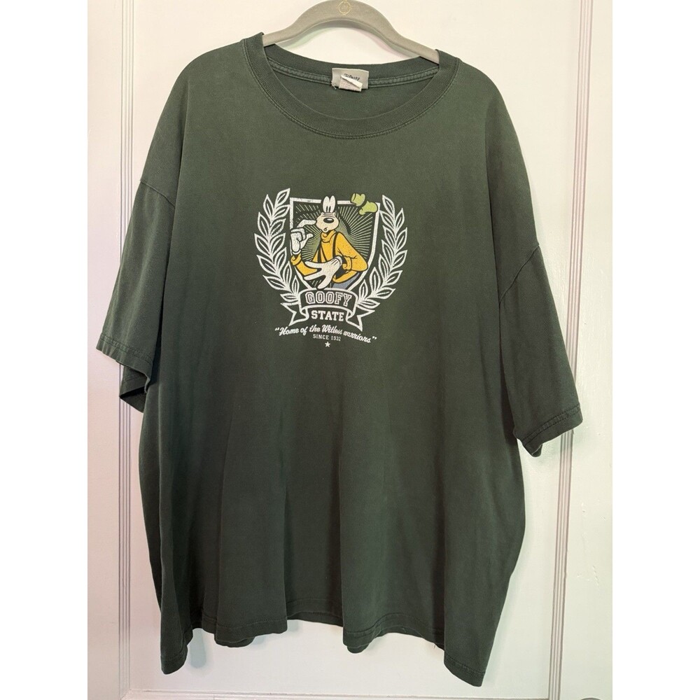 Vintage Walt Disney World Goofy State Graphic T Shirt Green Mens XL Disney Tee